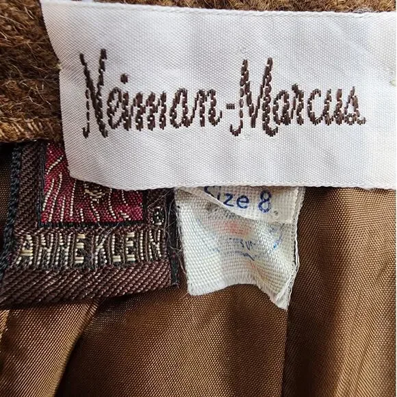Vintage Neiman Marcus Anne Klein Skirt Womens S Brown Wool Pencil Lined Preppy - Picture 11 of 16